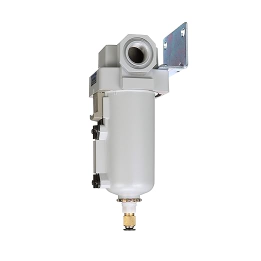 PneumaticPlus SAFM400-N04BD-MEP Compressed Air Coalescing Filter, 0.1 Micron, 1/2" NPT - Metal Bowl, Auto Drain, Bracket