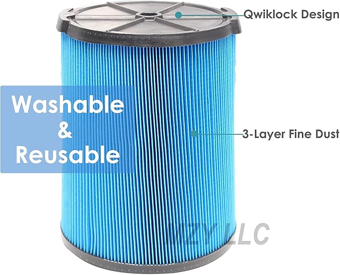 VF5000 3-Layer Pleated Paper Vacuum Filter for RIDGID 5-20 Gallon Vacuums, VF3502 Replacement Vacuum Bags Compatible with Ridgid Wet/Dry Vacuum 12-16 Gallon