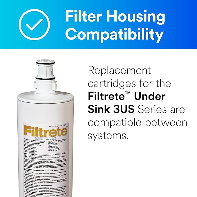 Filtrete Advanced Under Sink Quick Change Water Filtration Filter 3US-PF01, for use with 3US-PS01 System | (Pack of 2)