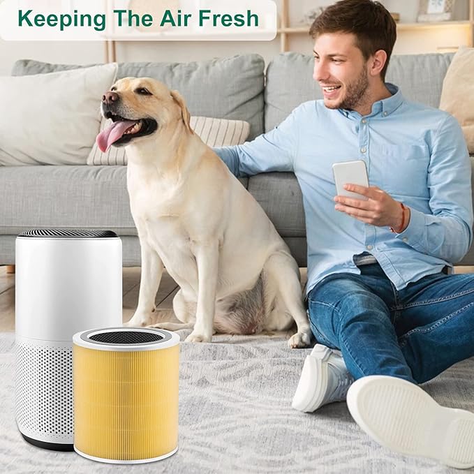 Core 400S Replacement Filter Compatible with LEVOIT Core 400S, 3-in-1 Filter, Activated Carbon Filtration, Compared to Part# Core 400S-RF Yellow