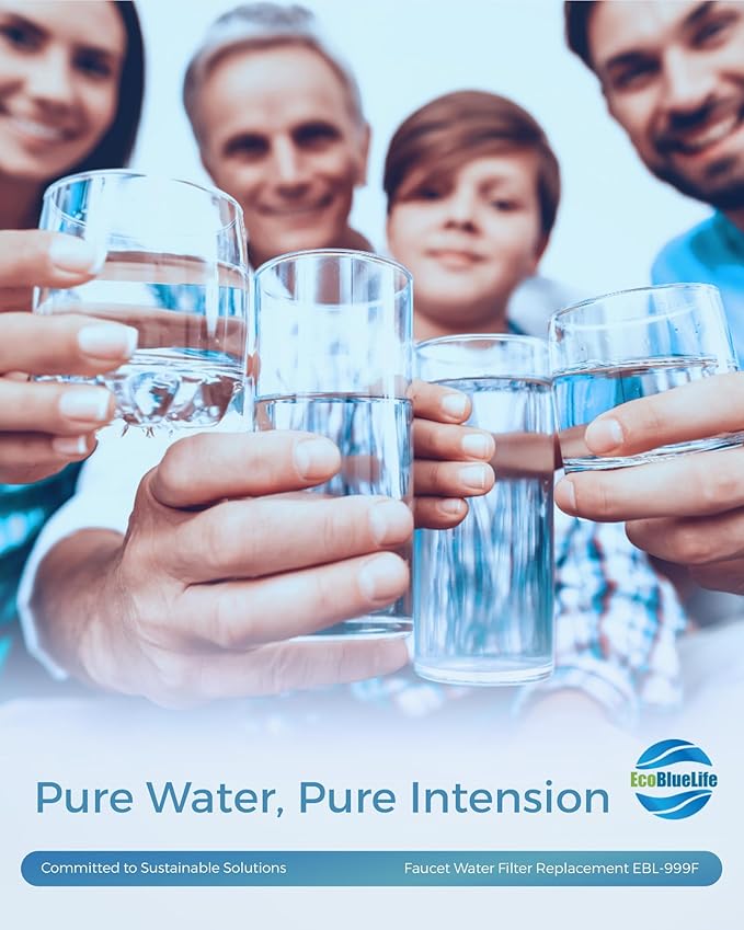 EcoBlueLife Faucet Water Filter Replacement - Certified for Chlorine Reduction & Lead-Free Compliance Faucet Filter - Easy Install Water Filtration System Compatible with Multiple Models (Pack of 4)