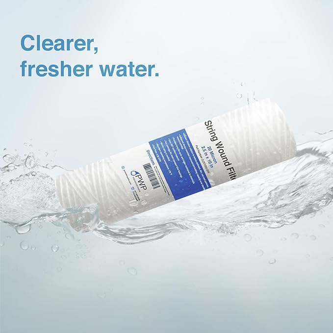 Sediment String Wound Water Filter Cartridge Standard 2.5x10 20 Micron 25 Pack