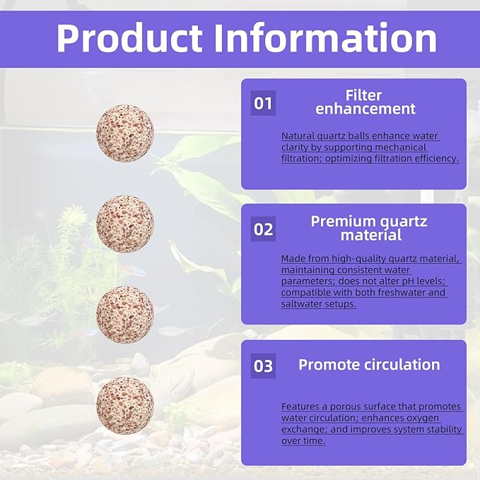 4pcs Filter sponges for Fish Tank Sponge Filter, Ultra Silent Filter for Impurities with Biofilter Media Balls and 4pcs Large Suction Cups for Aquariums