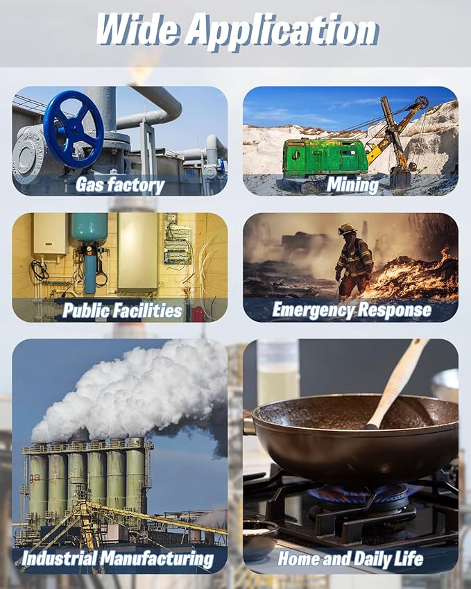 Gas Detector, 4 Gas Monitor for H2S, CO, LEL and O2, Portable Multi Gas Leak Detector with Vibration, Visual and Audible Alarms, 14h Long Battery Life, Natural Propane Sniffer Home Room Travel