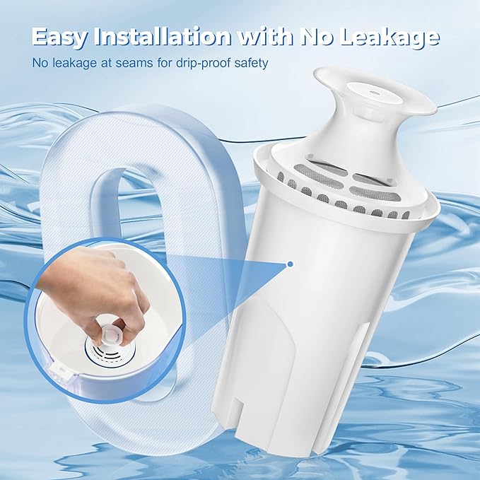 Water Filter Replacement Compatible with Brita Water Pitchers and Dispensers, by DESENRUIS for Classic 35557, OB03, Mavea 107007, Reduce Chlorine and Bad Taste, BPA free, Pack of 6