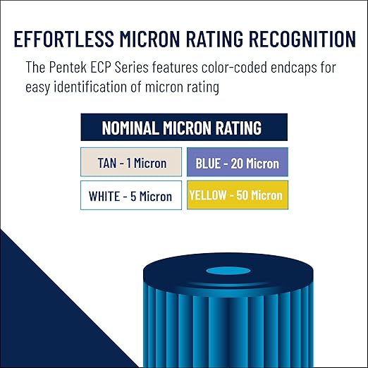 Pentair Pentek ECP20-BB Big Blue Sediment Water Filter, 10-Inch, Whole House Heavy Duty Pleated Cellulose Polyester Replacement Cartridge, 10" x 4.5", Blue End-Cap, 20 Micron, Pack of 8