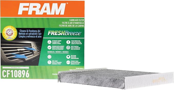 FRAM Fresh Breeze Cabin Air Filter Replacement for Car Passenger Compartment w/ Arm and Hammer Baking Soda, Easy Install, CF10896 for Hyundai / Kia Vehicles