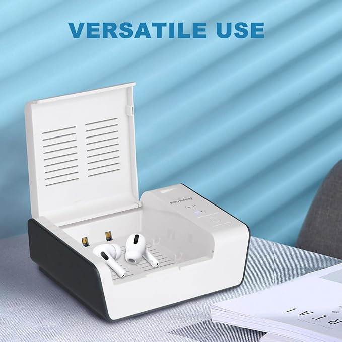 T55 Dehumidifier Cleaning Kit with U/V-C Light, Constant Temperature 95-113°F Drying, Compatible with Hea/ring Ai/ds, Airpods, Wireless Ea/rbuds, Ea/r molds, Bluetooth Devices
