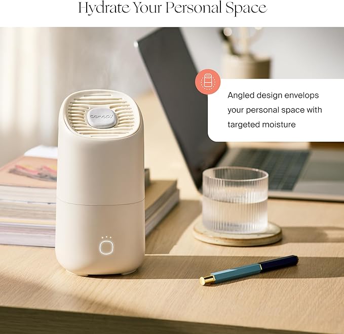 Canopy Portable Misting Humidifier - Cordless 11 HR Run Time, 500 mL, TSA Approved Travel Humidifier - Alleviate Symptoms of Allergies, Flu, Cold, Dry Skin - Includes Aroma & Adapter - Cream