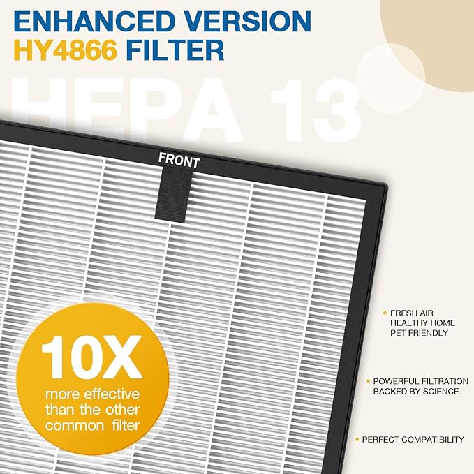 2 Pack HY4866 Replacement Filters for MORENTO/WESTHEY HY4866 Air Purifier and YIOU M1 Air Purifier, 3-in-1 H13 True HEPA Filter High-Efficiency Activated Carbon Filter, Enhanced Version