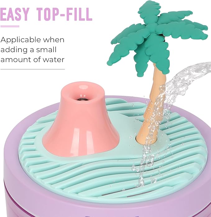Cute Mini Humidifier, 320ml Coconut Tree Desktop Humidifiers for Bedroom, Portable Small Cool Mist Humidification for Home, Baby Nursery, Office & Indoor Plants, USB Powered
