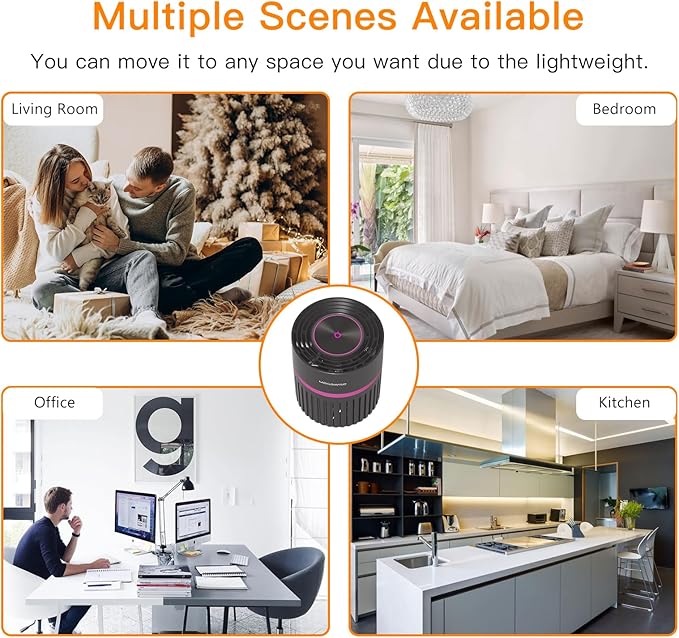 MEGAWISE Office Air Purifier with 3-in-1 HEPA Filter Desktop Air Cleaner for Smoke, Dust, Pollen, Pet Dander, HEPA Air Purifier for Home and Bedroom, 100% Ozone Free (Available for California)