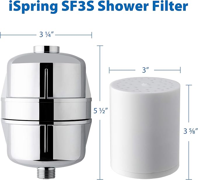 iSpring FSF3 Maximum 15-Stage Shower Filter Replacement Cartridge, Removes Chlorine, Sediment, Heavy Metal, and Odor, Improves Conditions of Skin, Hair, and Nails, High Output No Clog, White