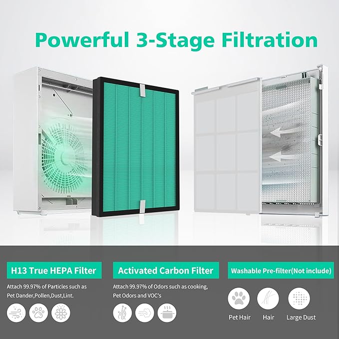 2 Pack Upgraded Airmega 150 Filter Replacement Compatible with Coway Airmega 150 (AP-1019C) & Airmega 160 Air Purifiers, True HEPA and Enhanced Activated Carbon Filter, AP-1019C-FP (Enhanced 150)