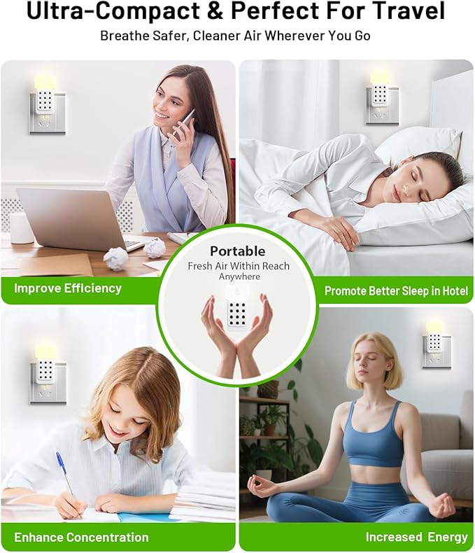 ySky Plug In Air Purifier for Home(3Packs), Negative Ion Air purifiers with LED Motion Sensor Night Light,Quiet Mini Air Ionizers for home,Bathroom,Bedroom,Portable Air ionizer for Odor,Pet smell