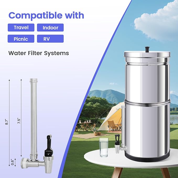 7 Inch 304 Stainless Steel Sight Glass Spigot Clear View Water Level with Red Floating Ball, Compatible with 1.5,2.25 Gallons Berkey, Doulton, Waterdrop, Purewell Gravity Water Filter(7 Inch)