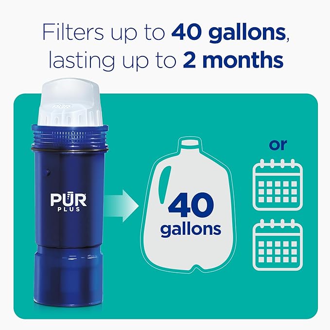 PUR PLUS Lead Reducing Water Pitcher and Dispenser Replacement Filter 1-Pack, NSF and WQA Certified – Compatible with all PUR brand Pitchers and Dispensers, Blue, PPF951K1