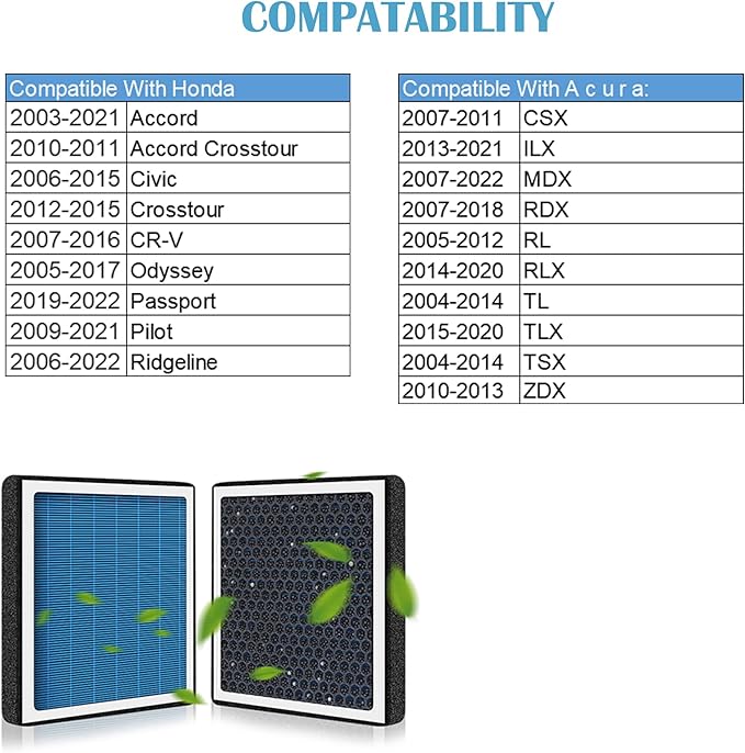 CF10134 CP134 Cabin Air Filter with Activated Carbon For Honda 2003-2021 Accord 2007-2016 CRV 2006-2015 Civic Acura 2007-2011 CSX / 2013-2021 ILX / 2007-2022 MDX RDX, AT134, RLX, TLX, TSX, ZDX