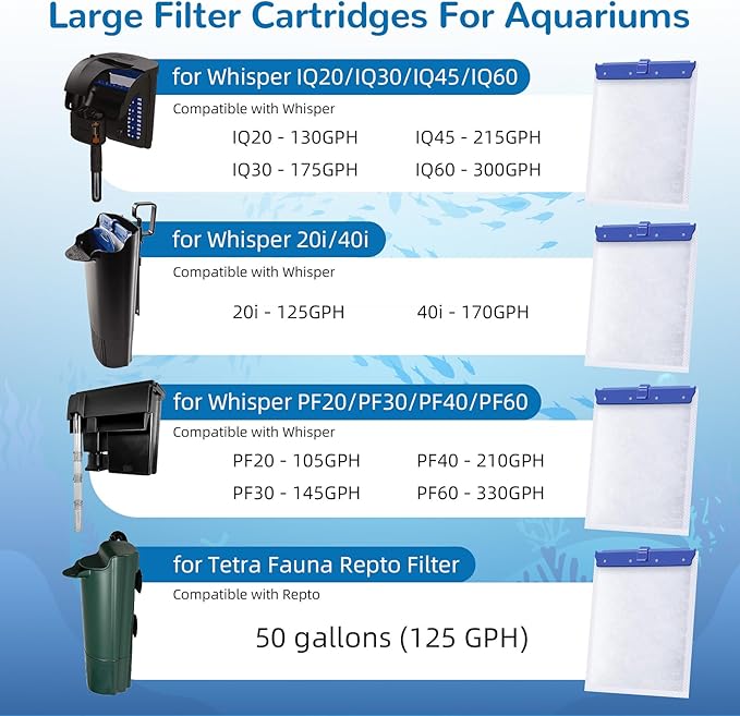 Aquarium Filter Cartridge for Whisper Bio Bag Power Filters, 9 Pack Assembled Large Filter Cartridges for Fish Turtle Tank Aquarium