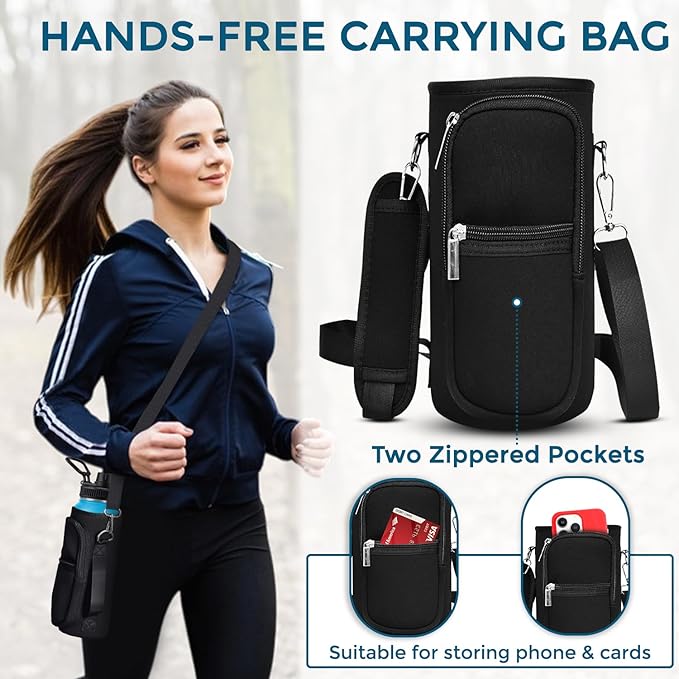 Travel Water Bottle with Carrying Bag, 3 Lids (Spout, Straw, Handle), and Bottle Brush; Leak Proof, Quality, Vacuum Insulated, Stainless Steel (Mixed Berry, 40 oz)