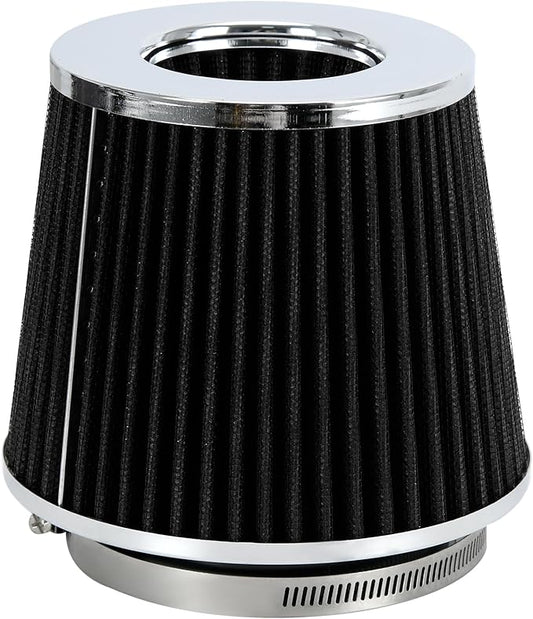 PTNHZ Universal Black 4" 102mm High Flow Cold Air Intake Cone Air Filter Power Intake Air Inlet System Air Cleaner