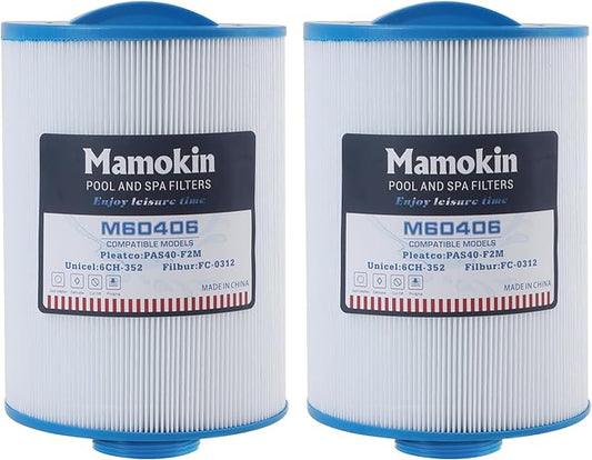 6CH-352 Spa Filter Replaces PAS40-F2M, FC-0312, PMA-R1/X268546 with Closed Handle, Artesian Spas 06-0014-12,06-0055, 2" MPT/Male Thread Hot Tub Filter Cartridge 2 Pack