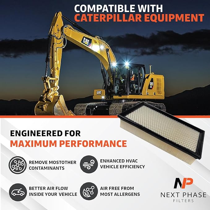 Cabin Filter - Pack of 1 - Compatible with Caterpillar Loaders and Skidders - Cabin Air Filter Replacement - Replaces O.E. 2656619; Baldwin PA5774; Donaldson P637259; Wix 24616