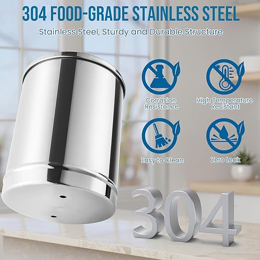 304 Stainless Steel Water Filter with Stand, Gravity Fed Water Filtration System, 2.25 Gallon Capacity with 2 Black Carbon Cartridges, Countertop Purifier for Home, Camping, Emergency Use