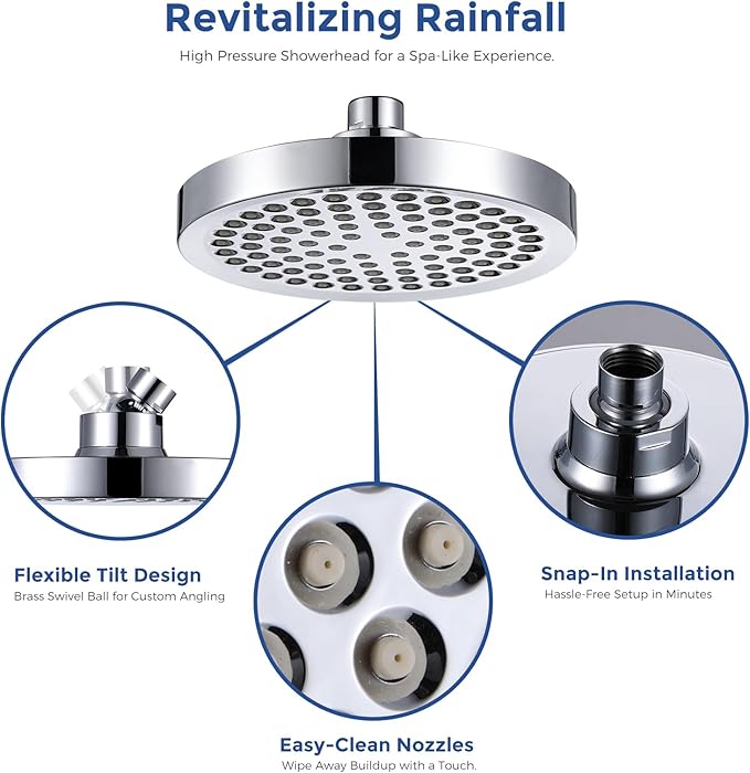 Filtered Shower Head with 23 Stage Water Softner,High Pressure Shower Filter Head for Hard Water,Powerful Shower Head with Filters,Reduces Chlorine and Heavy Metals(6" Round,Polished Chrome)