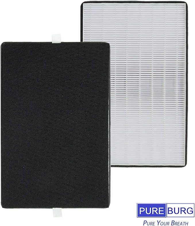 PUREBURG Type A2 Replacement 2 HEPA Filter + 8 Carbon Pre-Filters Compatible with Filtrete (3M) Room Air Purifiers FAP-C02-A2, FAP-C03-A2, FAP-T03-A2, Part # 1150101, Filter A2, 2-Pack