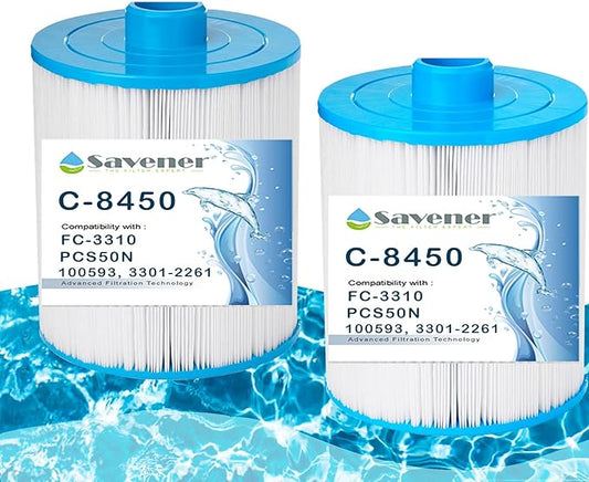 C-8450 Spa Filter Cartridge Replacement for FC-3310, PCS50N, 100593, 3301-2261, Maax Spas, 80501, 50 sq.ft, 2 Pack