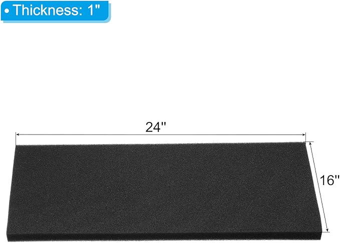 PATIKIL 24" x 16" x 1" Air Conditioner Filter Replacement, 1 Pack RV AC Foam Filter Pad Washable Reusable for Air Conditioning Purifiers, Black