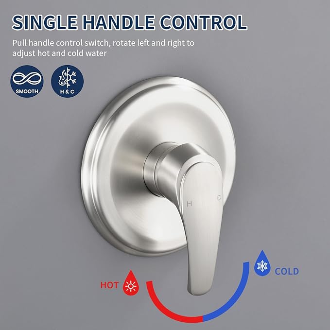 Shower Faucet Set Complete Shower Kit Dual Shower Head and Handheld 2 in 1 Combo Set Shower System Shower Trim Kit Combo Set Shower Fixtures, Brushed Nickel