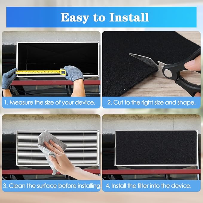 Carbon Activated Air Filter, 16"x48" Cut to Fit Carbon Filter Charcoal Sheet Replacement Charcoal Pad for Air Purifiers Window AC Vent Range Hood