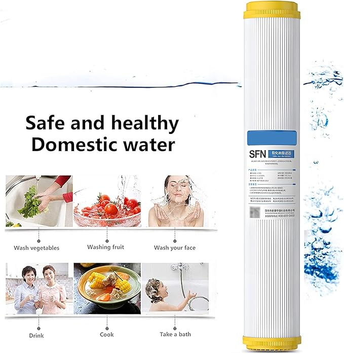20" x 2.5" Cation Resin Water Softener Cartridge, 4pcs Replacement water filter, for Standard 20inch Whole House Water Filter Systems