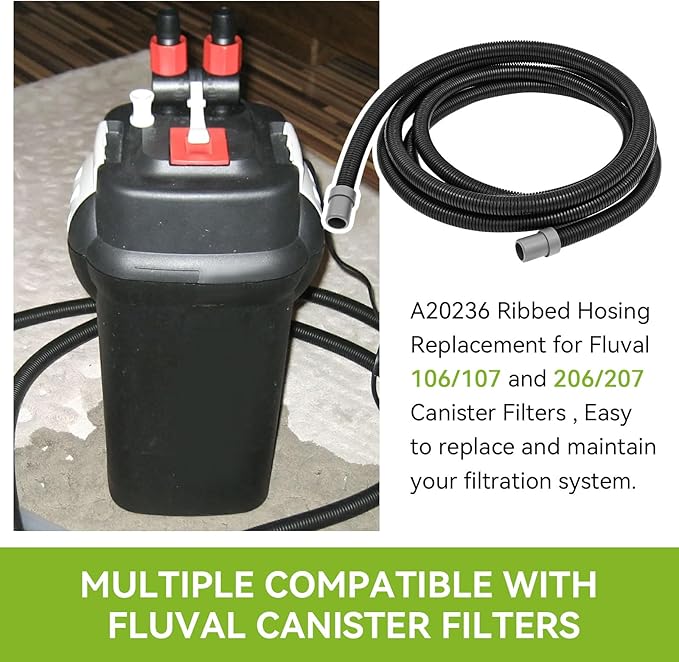 A20014 Ribbed Hosing Replacement for Fluval 106/107/206/207 Canister Filter, 13.9Ft Aquarium Tubing, Aquarium Filter Replacement Part, 4.23m Canister Filter Replacement Parts