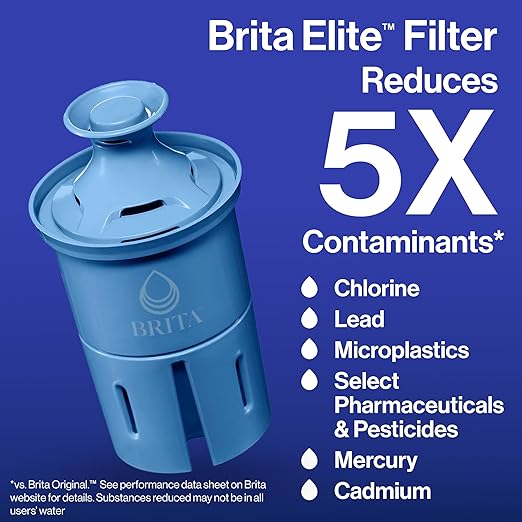 Brita Everyday Elite Water Filter Pitcher, Removes 99% of Lead, Includes 1 Filter, 10-Cup Capacity, Black