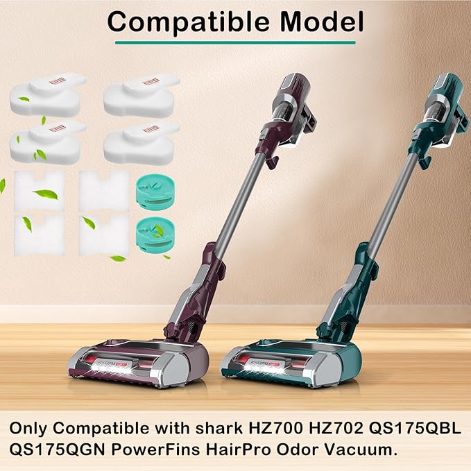 HZ702 filter for shark HZ700 HZ702 QS175QBL QS175QGN PowerFins HairPro Odor Vacuum,Compare with part 1541FC3000,XFFKHZ2000 XPMFHZ2000, 2 Cartridges+2 Foam&Felt+ 2Post Motor Filters