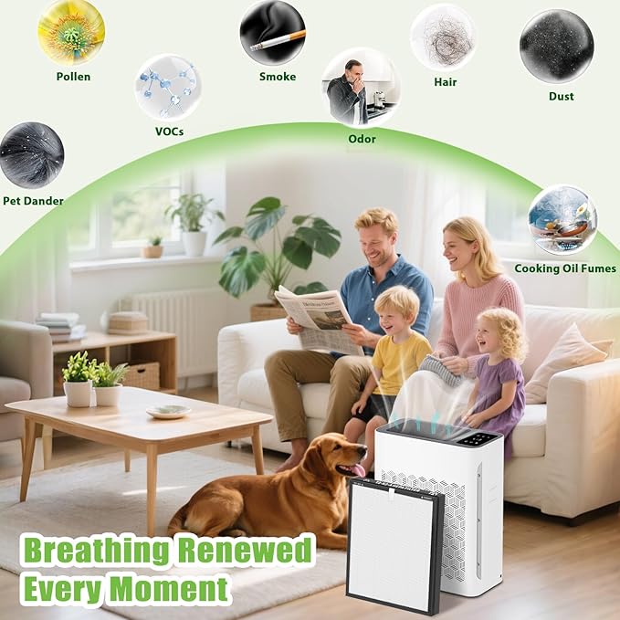 TZ-K2 Replacement Filter Compatible with ToLife TZ-K2 Air Purifier, 3-in-1 Ture H13 HEPA High-Efficiency Activated Carbon TZ-K2-A Filter for Home Large Room, 2 Pack