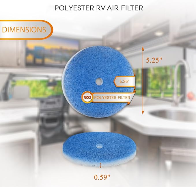 12 Pack RV Air Conditioner Filter - RV 5.25" Round Air Duct AC Filter MERV 8 Replacement for AC Vent (12 Pack With Central Hole)