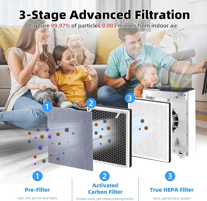 Vital 100 HEPA Filter, Vital 100 Filter Replacement Compatible with LEV.OIT Vital 100-RF with True HEPA High-Efficiency Activated Carbon,1 Pack