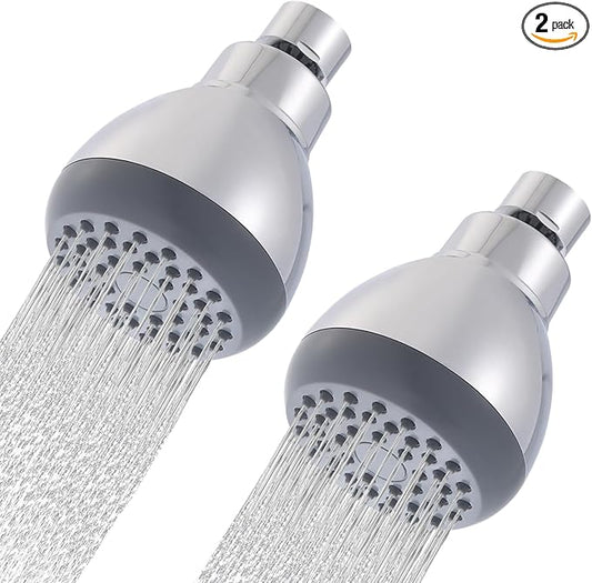 3" High Pressure Shower Head, Powerful Pressure Boosting Rain Showerhead, with Adjustable Swivel Brass Ball Joint for Relaxing and Comfortable Shower Experience (2Pack, Chrome)