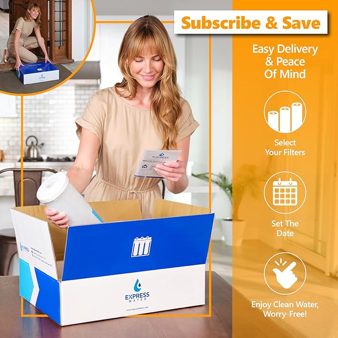 Express Water Whole House Heavy Metal Water Filter Set – 3 Stage Water Filtration Replacement Kit – Sediment, Carbon Block, KDF High Capacity Cartridge Filters – 5 Micron Water Filter 4.5” x 20” inch