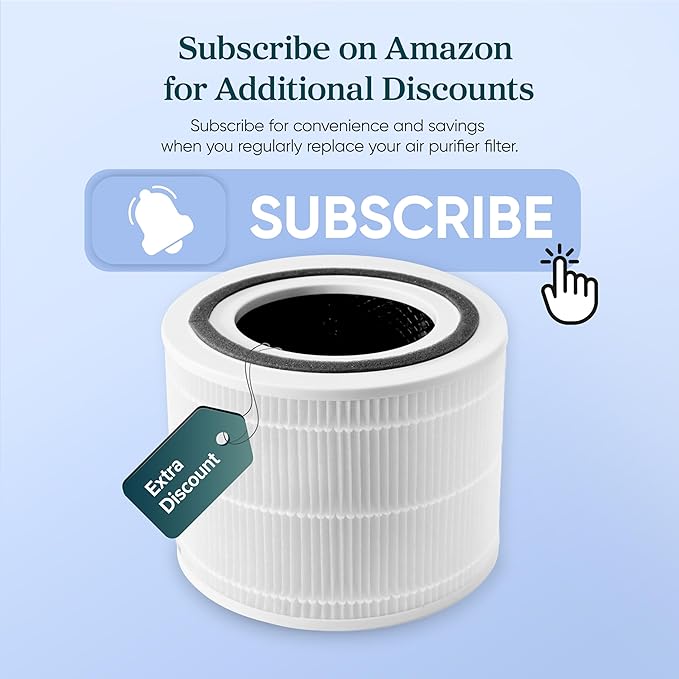 LEVOIT Genuine Core 300-P Replacement Filter, Core 300-RF Air Purifier Core300S Filters, Supports HEPA Sleep Mode, High-Efficiency Activated Carbon for Removal of Smoke, Odor, Allergens, Pollen,1 Pack