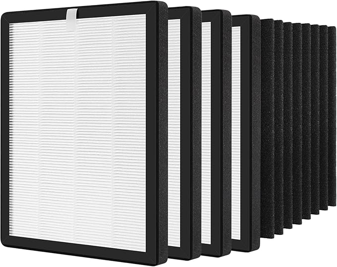 isinlive 4-Pack ProHEPA 9000 Replacement Filters, Compatible with VEVA ProHEPA 9000 Air Pur ifiers, Including 4 Pack HEPA Filters + 8 Activated Carbon Pre-Filters