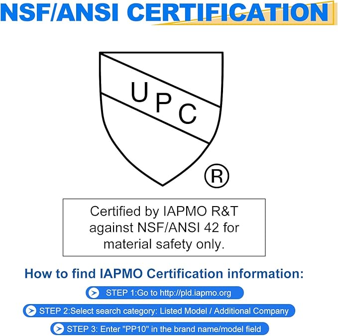 GOLDEN ICEPURE PP10 Water Filter, 5 Micron 10" x 2.5" Whole House Sediment Water Filter, Compatible with WHKF-GD05, Aqua-Pure AP110, Culligan P5, DuPont WFPFC5002, CFS110, RS14 10 inch RO System Unit
