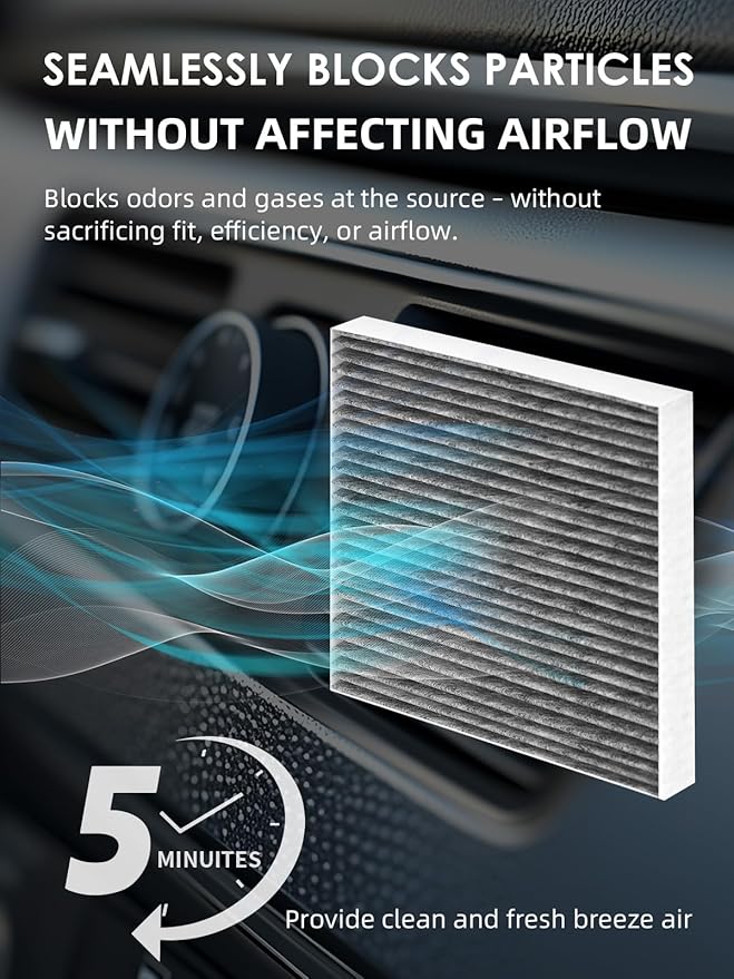 CF10134 Cabin Air Filter with Activated Carbon, Replacement for CP134 Honda & Acura Vehicles Civic CR-V Odyssey CSX ILX MDX RDX AT134, A/C Car Filter 3-Pack