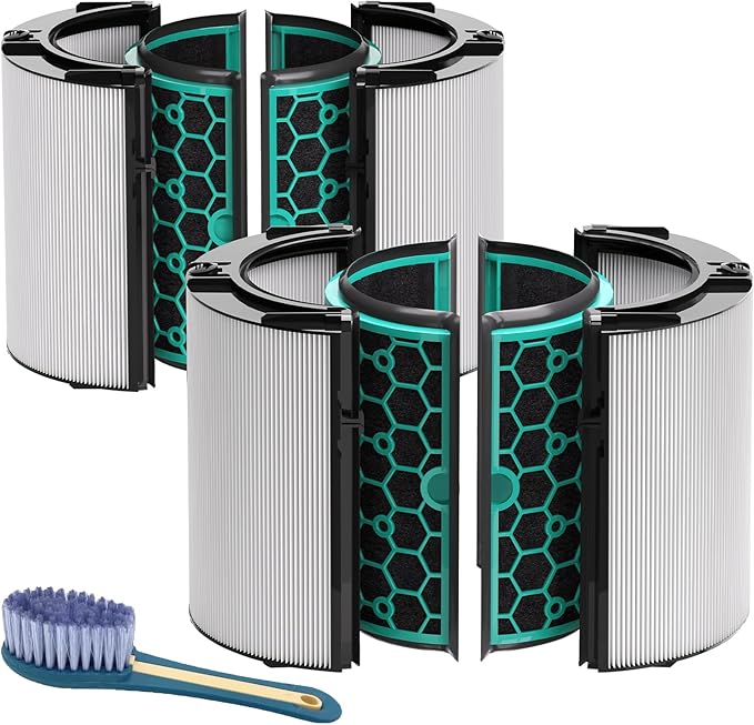 Leemone 2 Pack TP04 HP04 DP04 Filter Replacement Compatible with Dyson TP04 HP04 DP04 TP05 DP05 Air Purifier, 360° Combi Glass Filter & Activated Carbon Filter, Black