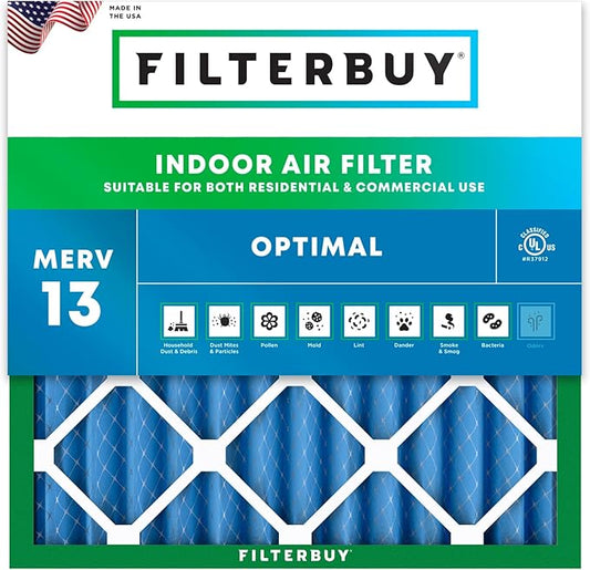 Filterbuy 10x10x2 Air Filter MERV 13 (MPR 1900) Health Defense Replacement (1-Pack), Electrostatic Pleated HVAC AC Furnace Filters, Made in USA (Actual Size: 9.50 x 9.50 x 1.75)