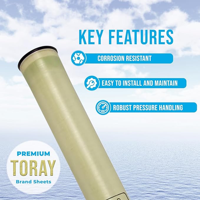 MR LP-4040 Commercial Reverse Osmosis RO Membrane Element 4"x40" with 99.7% Salt Rejection, Low Pressure Energy Efficiency, Versatile and Easy Installation Process